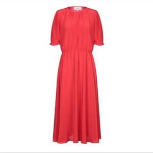 Soler X ARossgirl Brooke Red Silk Long Midi Dress Large NWT No Belt